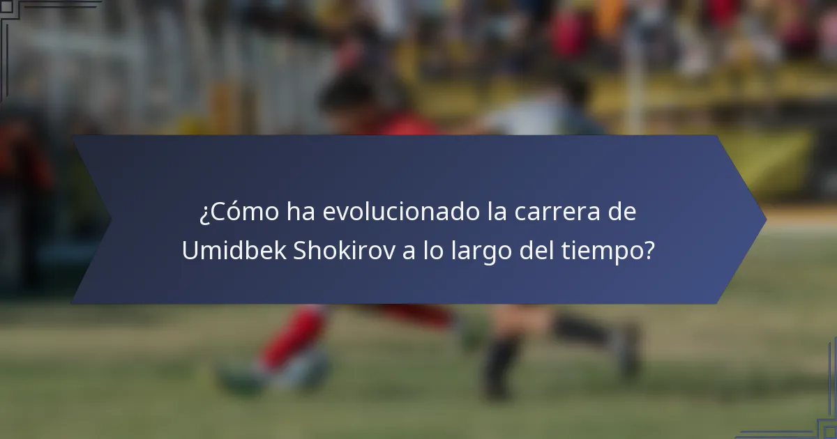 ¿Cómo ha evolucionado la carrera de Umidbek Shokirov a lo largo del tiempo?