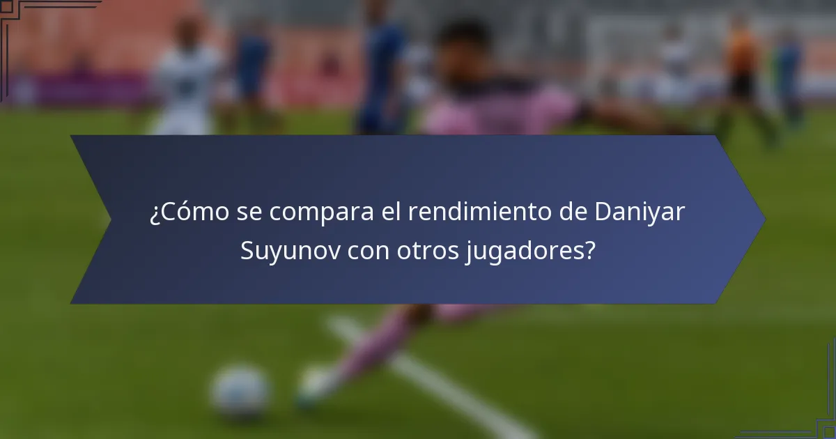 ¿Cómo se compara el rendimiento de Daniyar Suyunov con otros jugadores?
