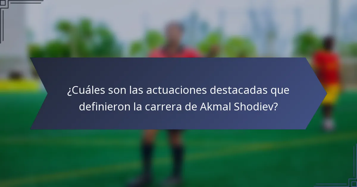 ¿Cuáles son las actuaciones destacadas que definieron la carrera de Akmal Shodiev?