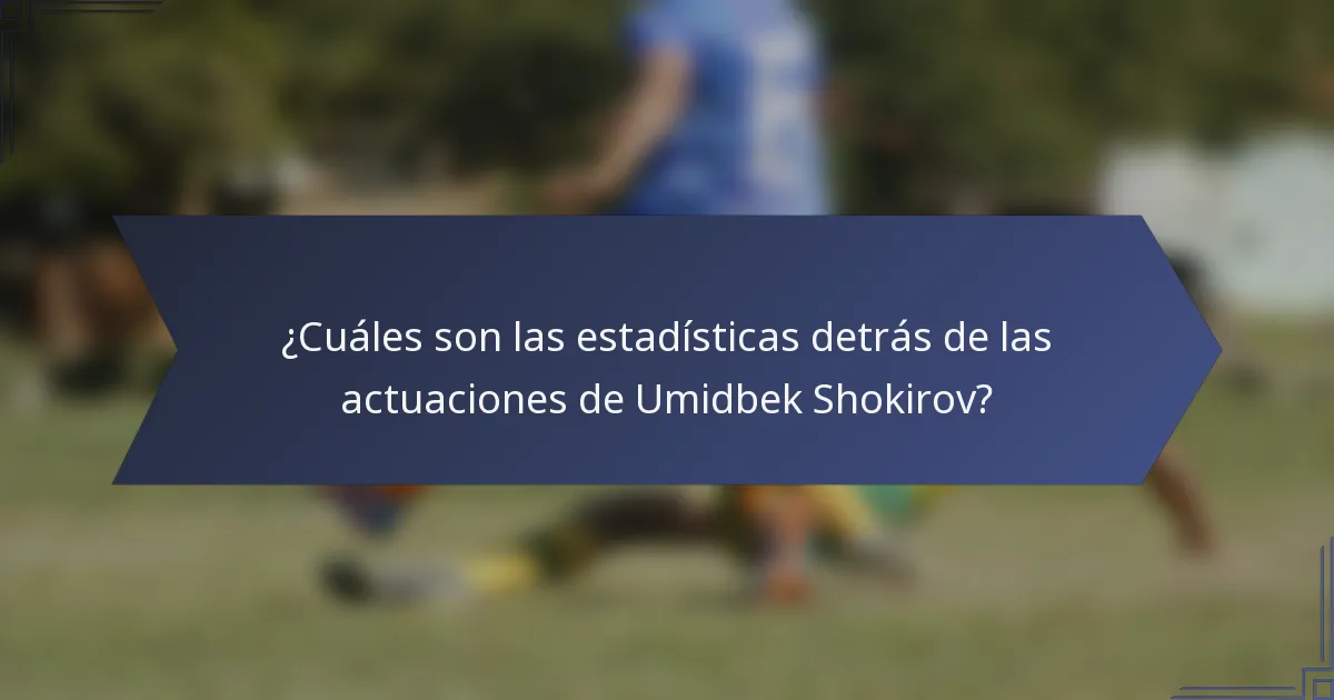 ¿Cuáles son las estadísticas detrás de las actuaciones de Umidbek Shokirov?