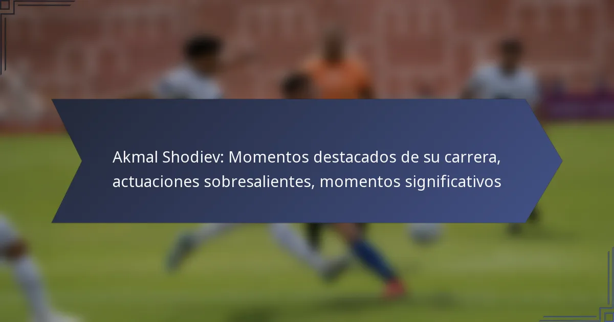 Akmal Shodiev: Momentos destacados de su carrera, actuaciones sobresalientes, momentos significativos