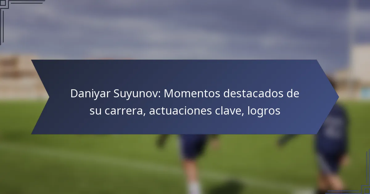 Daniyar Suyunov: Momentos destacados de su carrera, actuaciones clave, logros