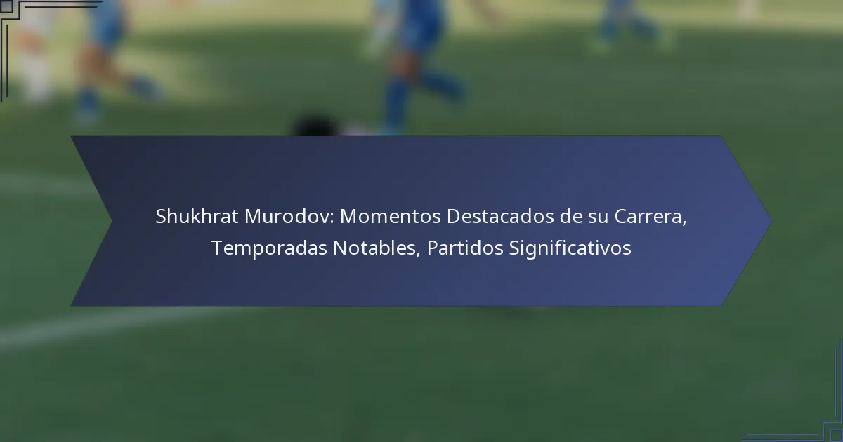 Shukhrat Murodov: Momentos Destacados de su Carrera, Temporadas Notables, Partidos Significativos