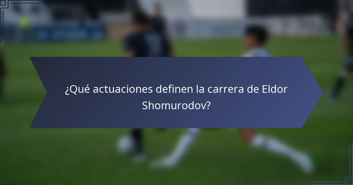 ¿Qué actuaciones definen la carrera de Eldor Shomurodov?