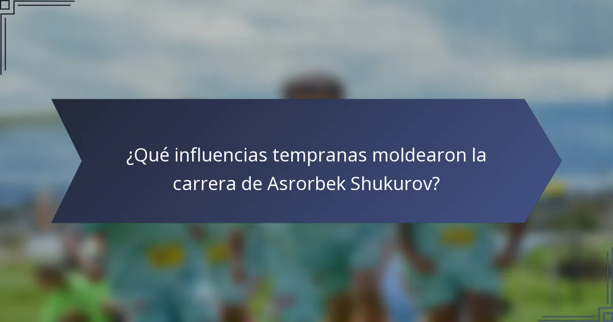 ¿Qué influencias tempranas moldearon la carrera de Asrorbek Shukurov?