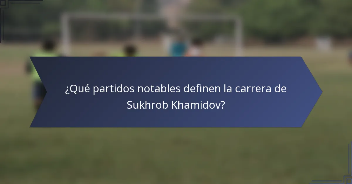¿Qué partidos notables definen la carrera de Sukhrob Khamidov?
