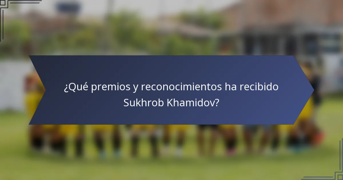 ¿Qué premios y reconocimientos ha recibido Sukhrob Khamidov?